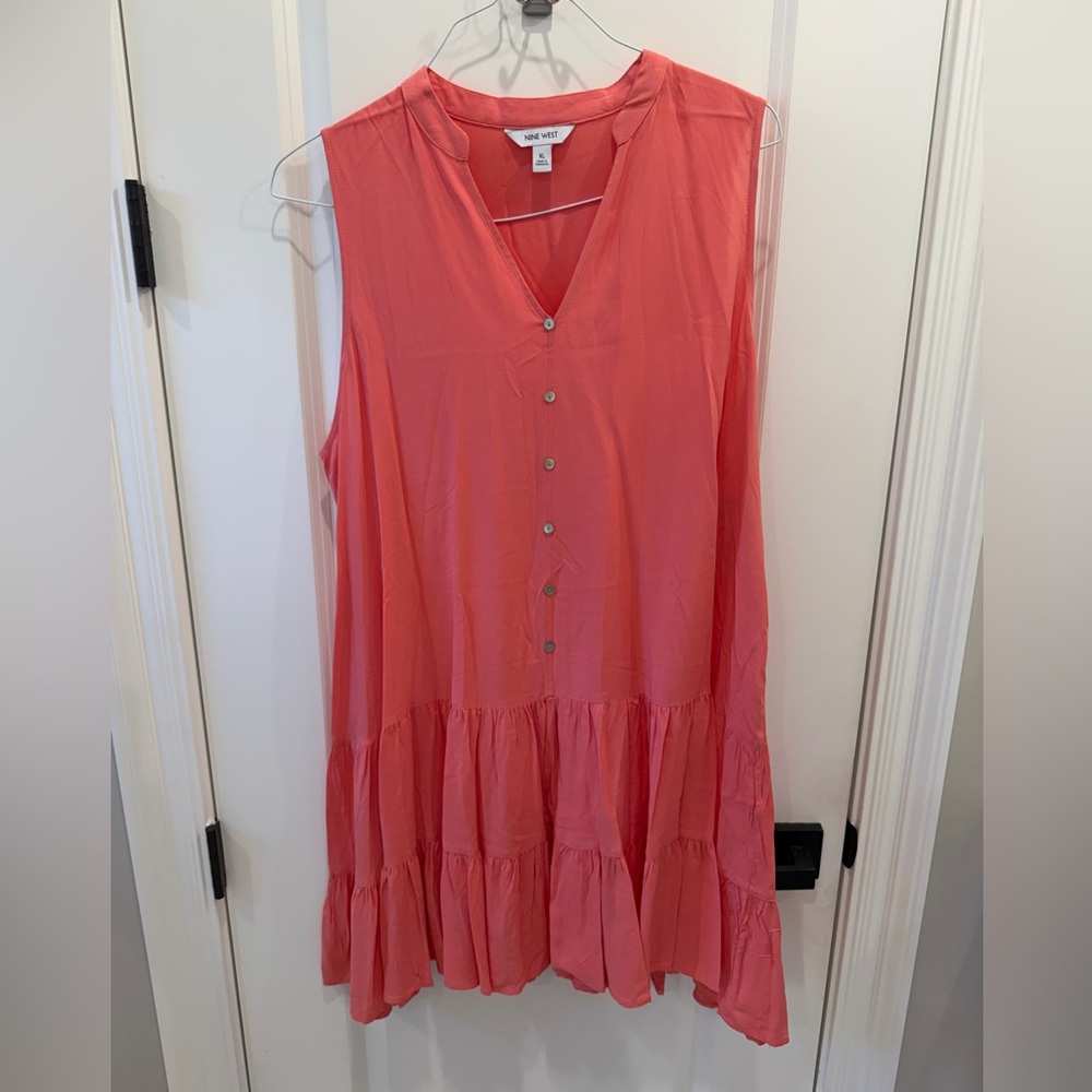 Nine West Coral Button-Front Drop Waist Dress